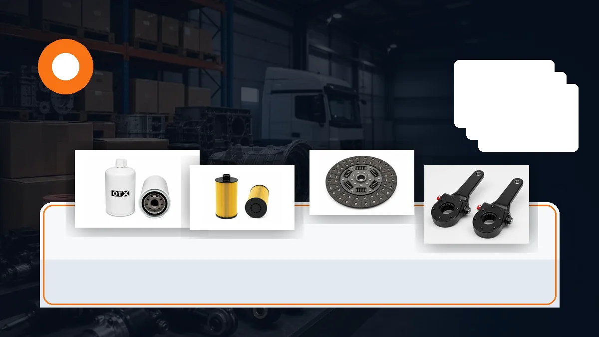 Mixed container truck spare parts order with filters and brake parts