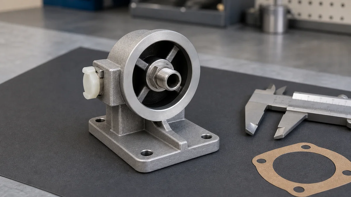 Oil filter seating inspection showing the mounting face, thread, gasket and base holes